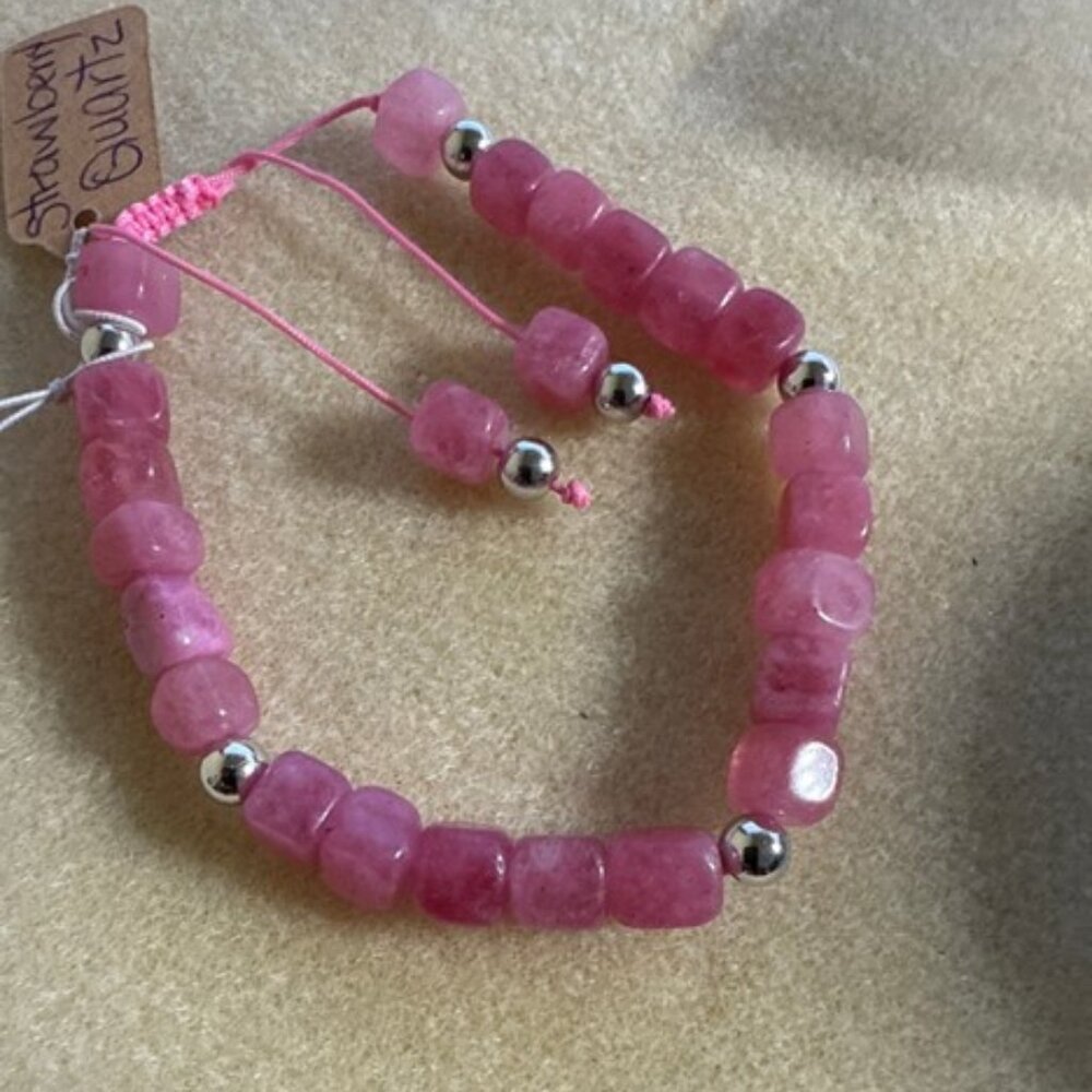 Strawberry Quartz square beads bracelet